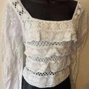 Urban Revivo White Crotchet Blouse